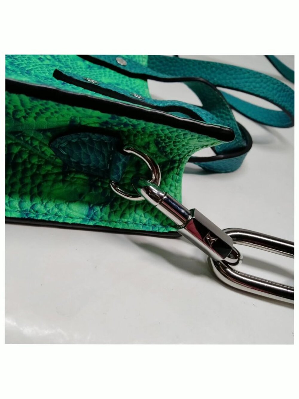 Authentic Louis Vuitton Onthego Mini Blue Green Empreinte Leather Chain Tote Bag - Picture 8 of 16